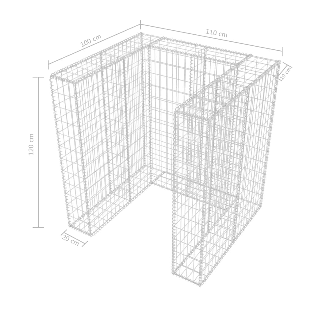 Gabion single înconjurător pubelă, oțel, 110 x 100 x 120 cm