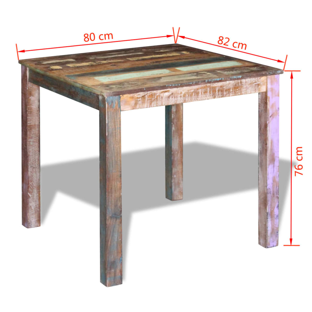 Masă de bucătărie din lemn masiv reciclat, 80 x 82 x 76 cm