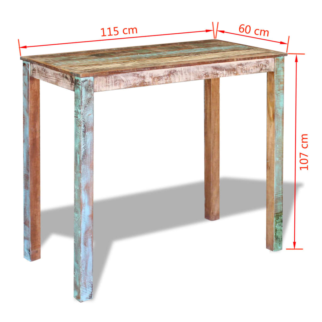 Masă de bar, lemn reciclat de esență tare, 115x60x107 cm