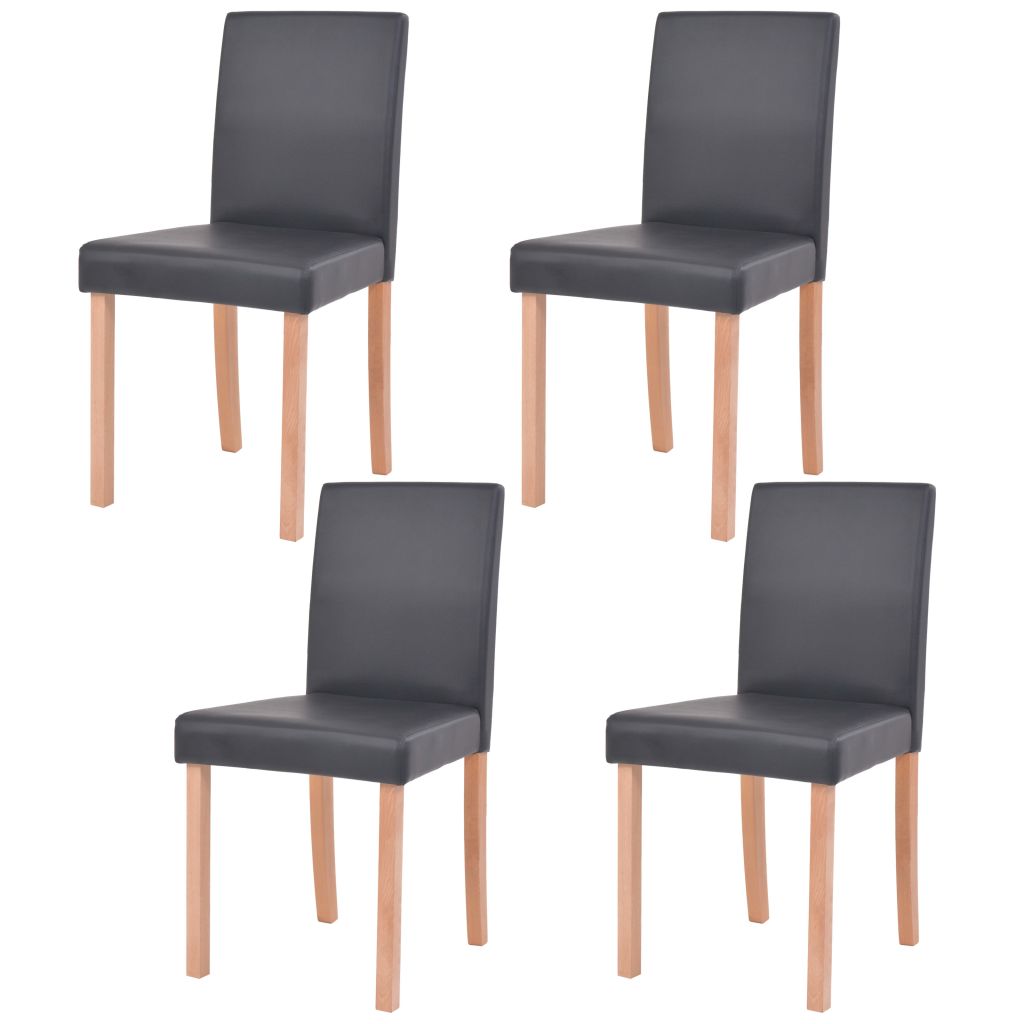 Masă și scaune 5 piese, piele artificială, stejar, negru