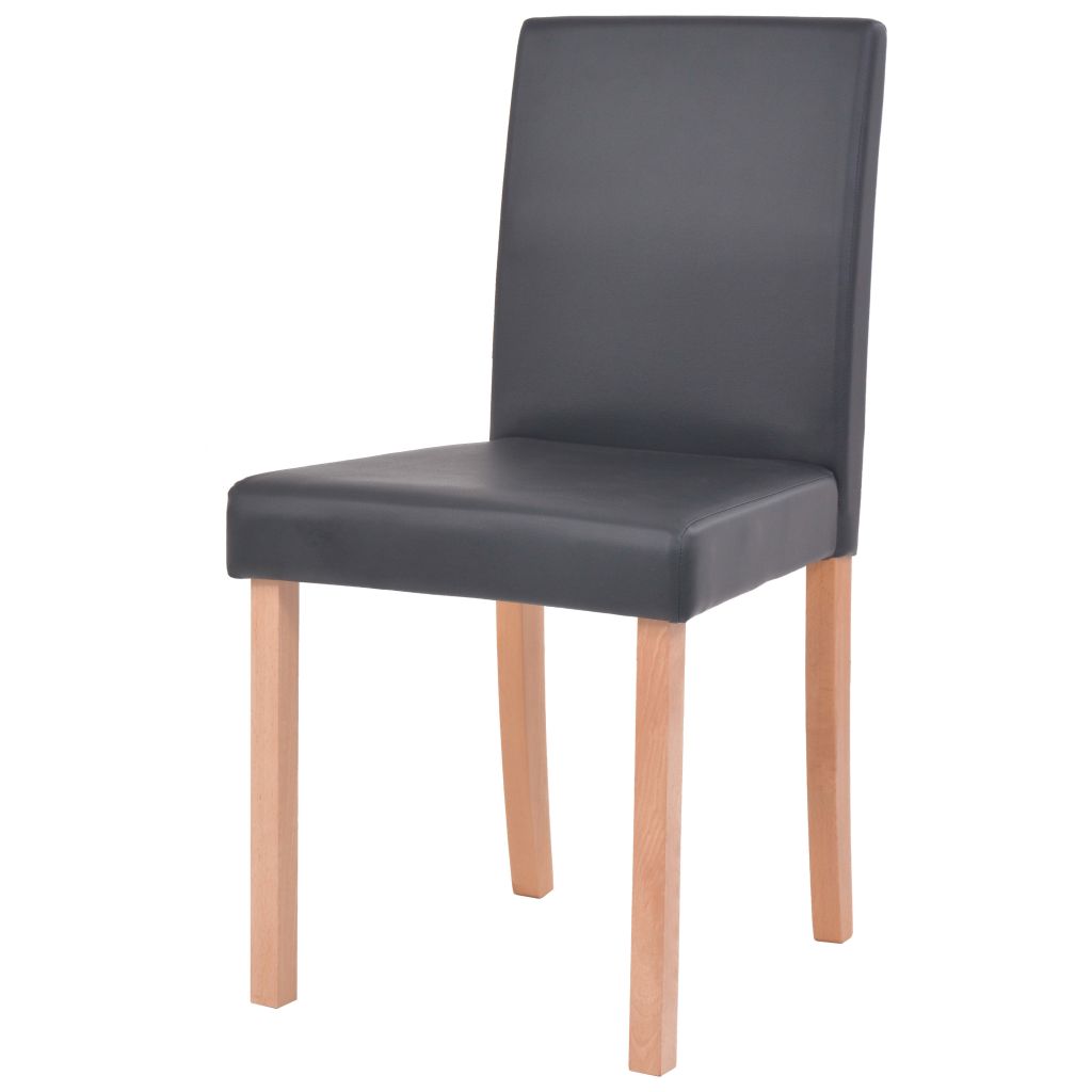 Masă și scaune 5 piese, piele artificială, stejar, negru