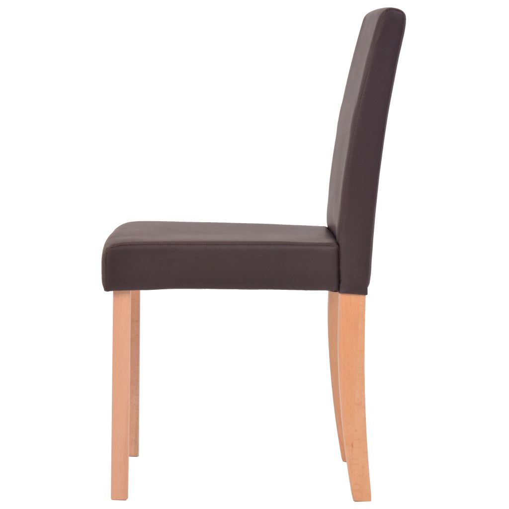 Masă și scaune 7 piese, piele artificială, stejar, maro