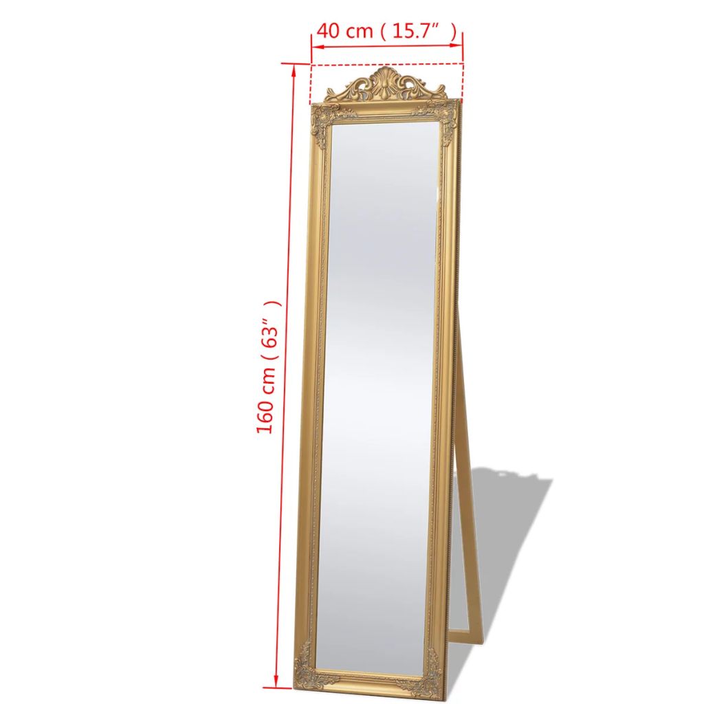 Oglindă verticală în stil baroc 160 x 40 cm auriu