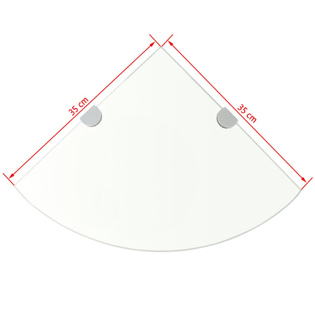 Raft de colț cu suporți de crom din sticlă transparentă 35 x 35 cm