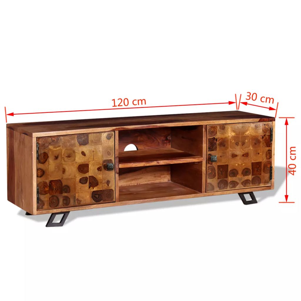 Comodă TV din lemn de sheesham masiv, 120 x 30 x 40 cm
