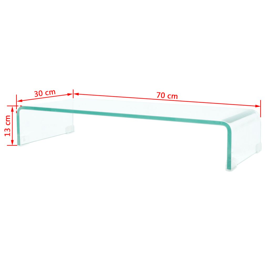 Comodă TV/Suport monitor, sticlă transparentă 70 x 30 x 13 cm