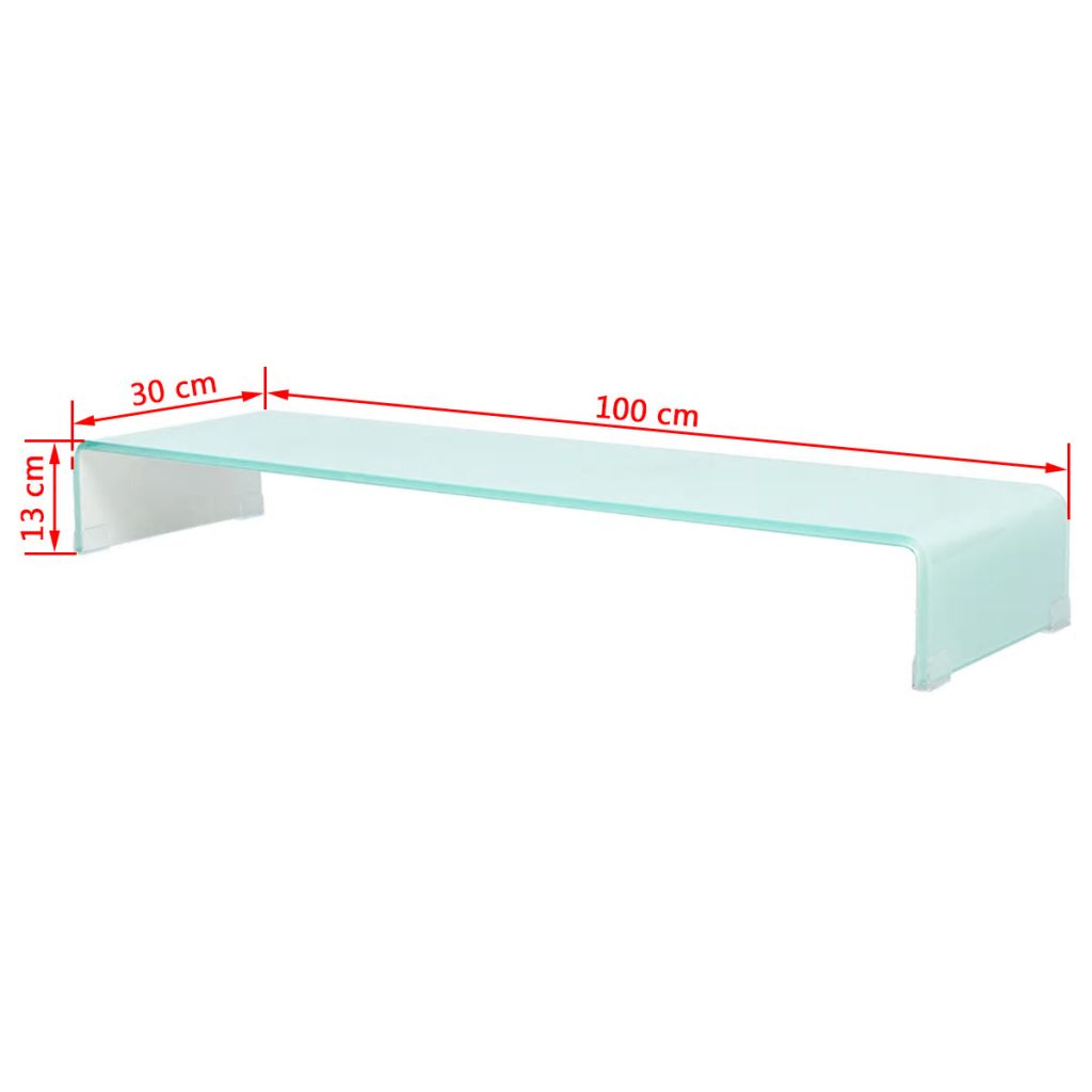 Comodă TV/Suport monitor, sticlă transparentă, 100 x 30 x 13 cm