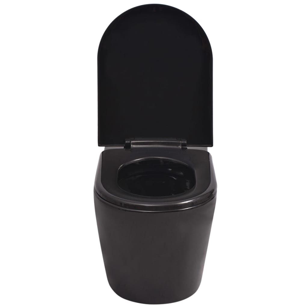 Vas toaletă suspendat cu rezervor încastrat, ceramică, negru