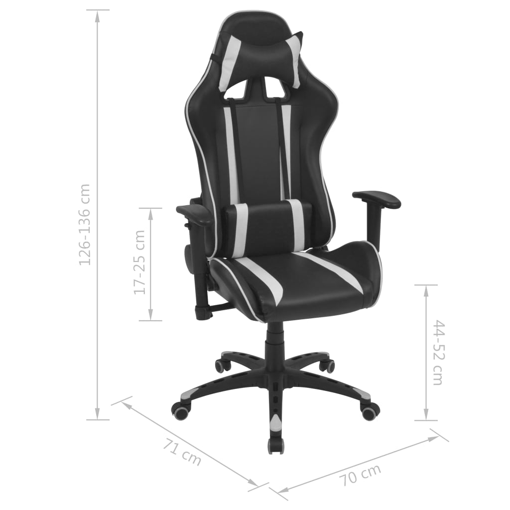 Scaun birou rabatabil cu design racing, piele artificială, alb