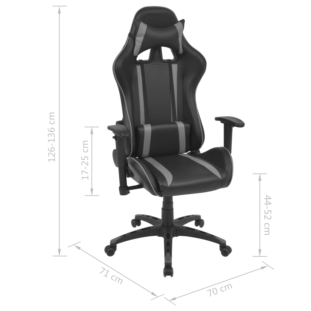 Scaun birou rabatabil cu design racing, piele artificială, gri