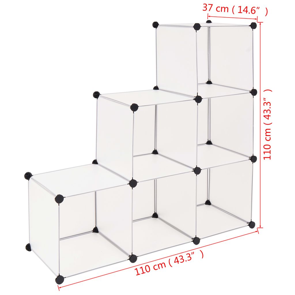 Dulap de depozitare tip cub, cu 6 compartimente, alb