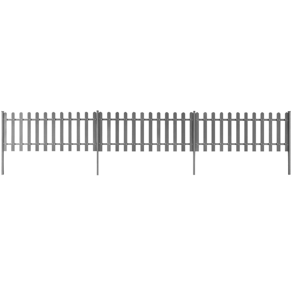 Gard din șipci cu stâlpi, 3 buc., 600 x 80 cm, WPC