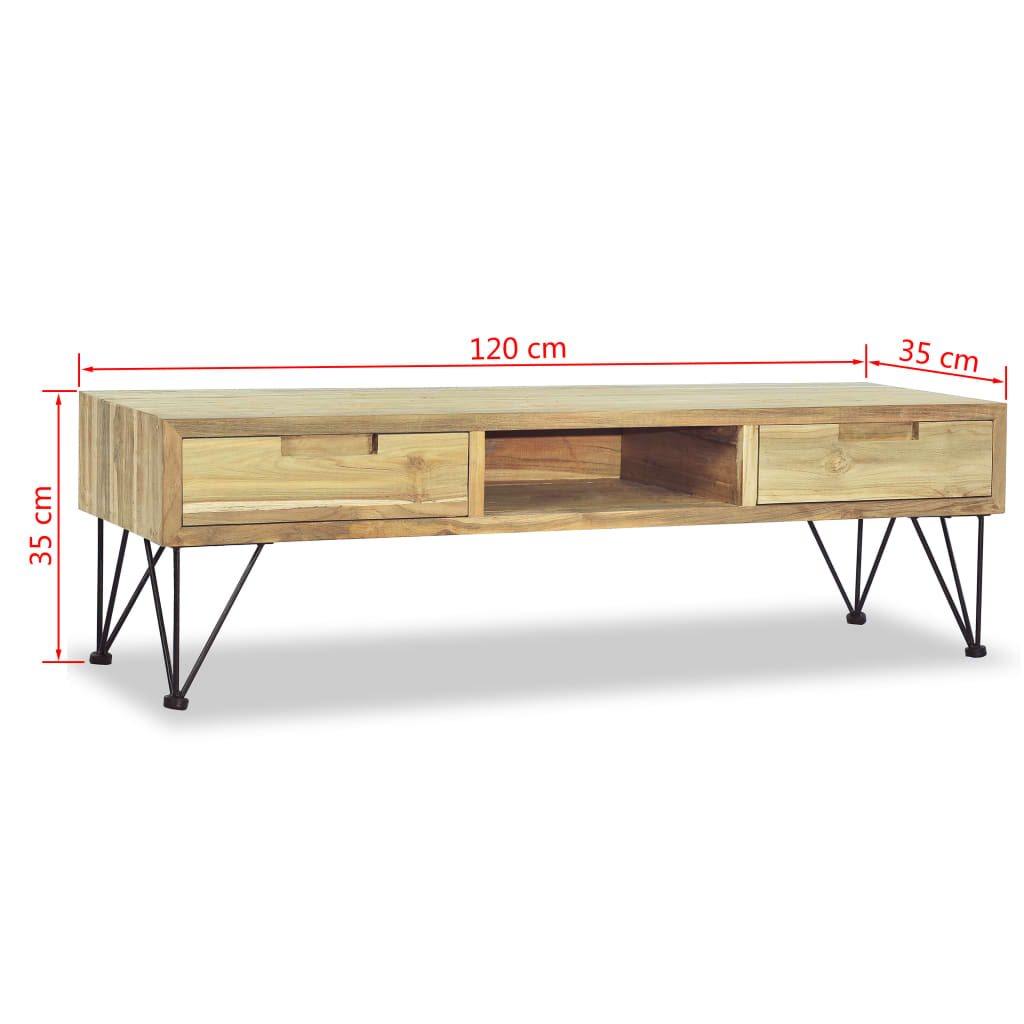 Comodă TV 120 x 35 x 35 cm, lemn tec masiv