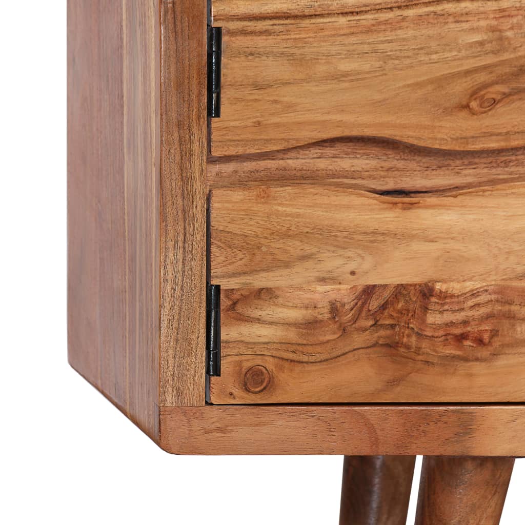 Comodă TV din lemn masiv de acacia, uși sculptate, 117x30x40 cm