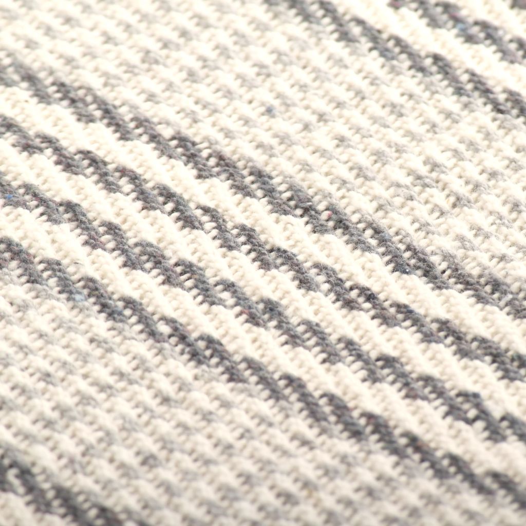 Pătură decorativă cu dungi, bumbac, 160 x 210 cm, gri și alb