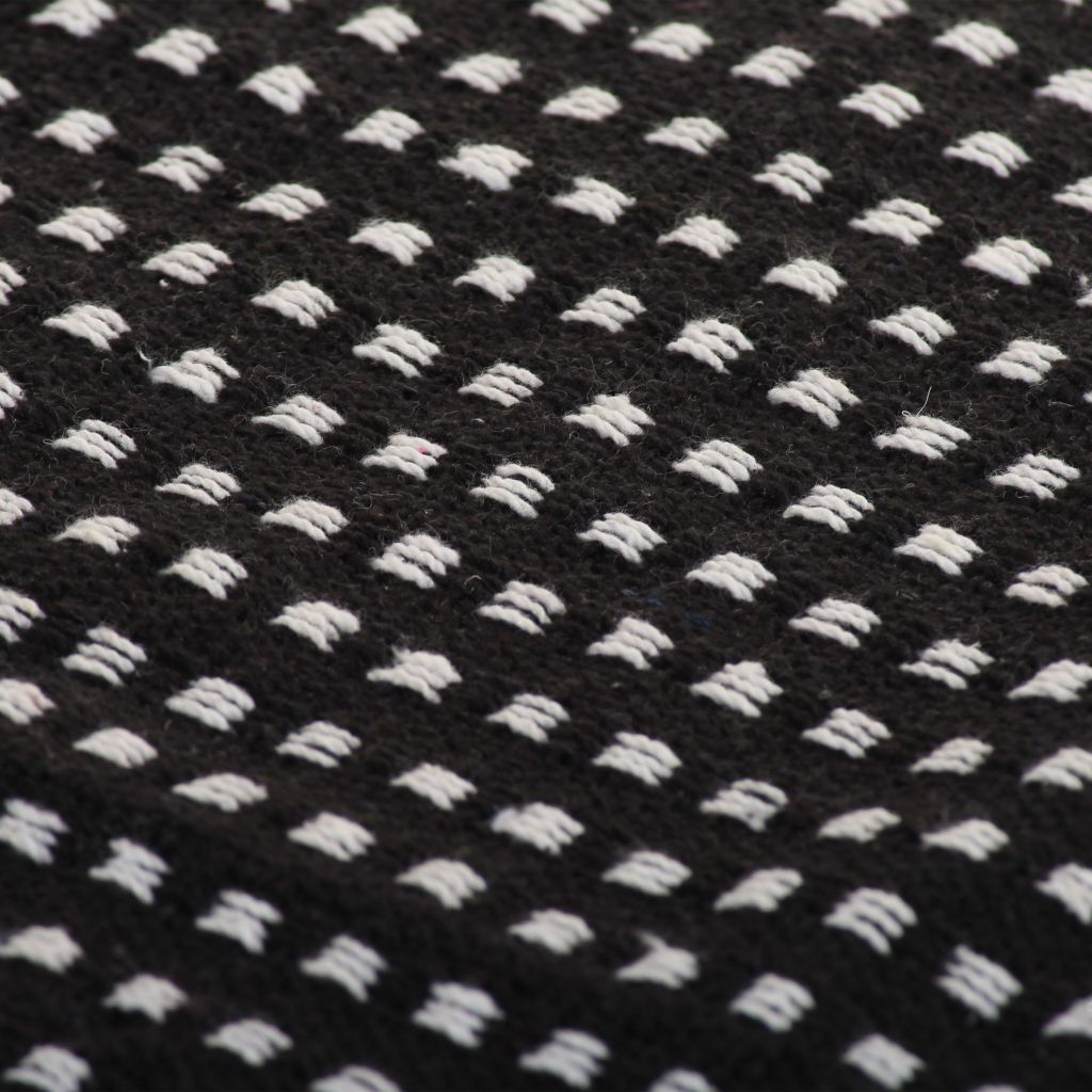 Pătură decorativă cu pătrățele, bumbac, 160 x 210 cm, negru