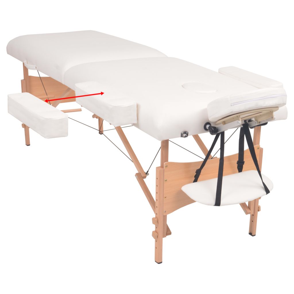 Set taburet și masă masaj pliabilă 2 zone, grosime 10 cm, alb