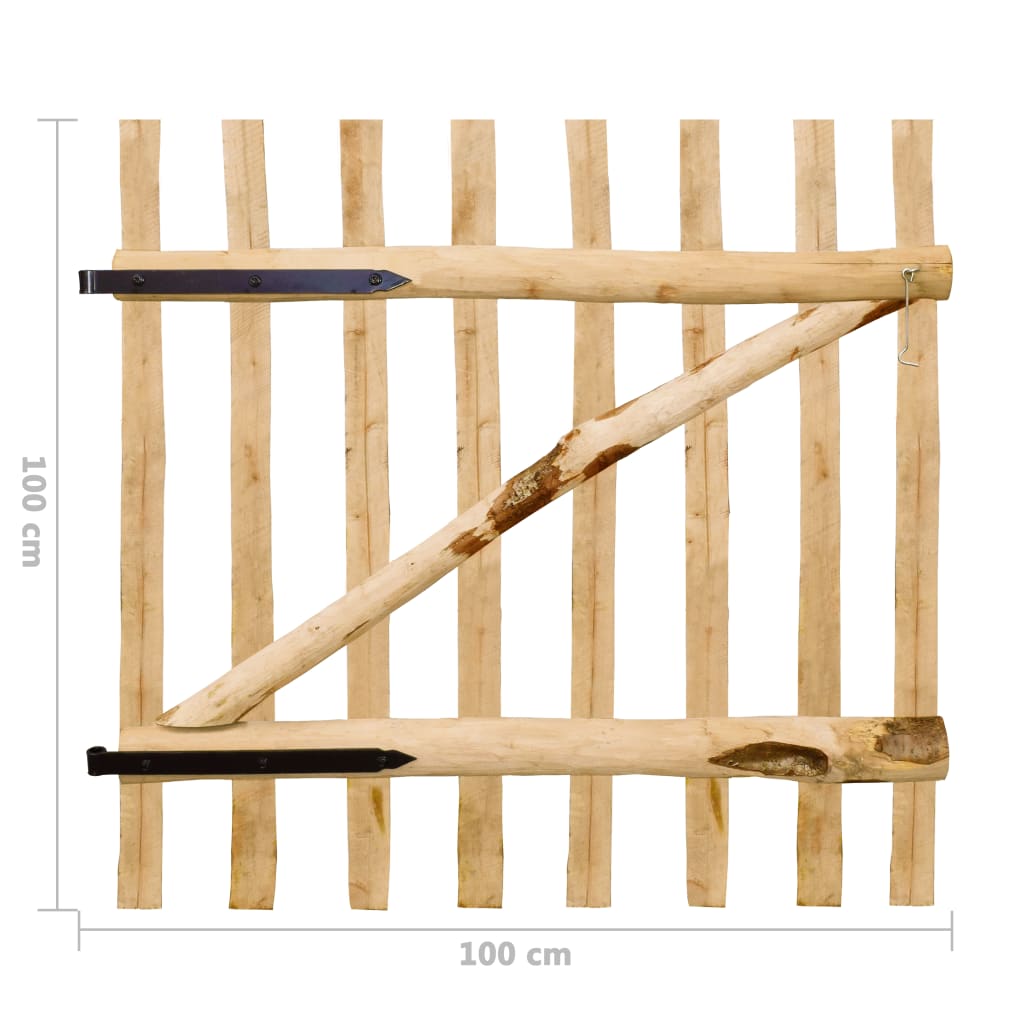 Poartă de gard din lemn de alun 100 x 100 cm