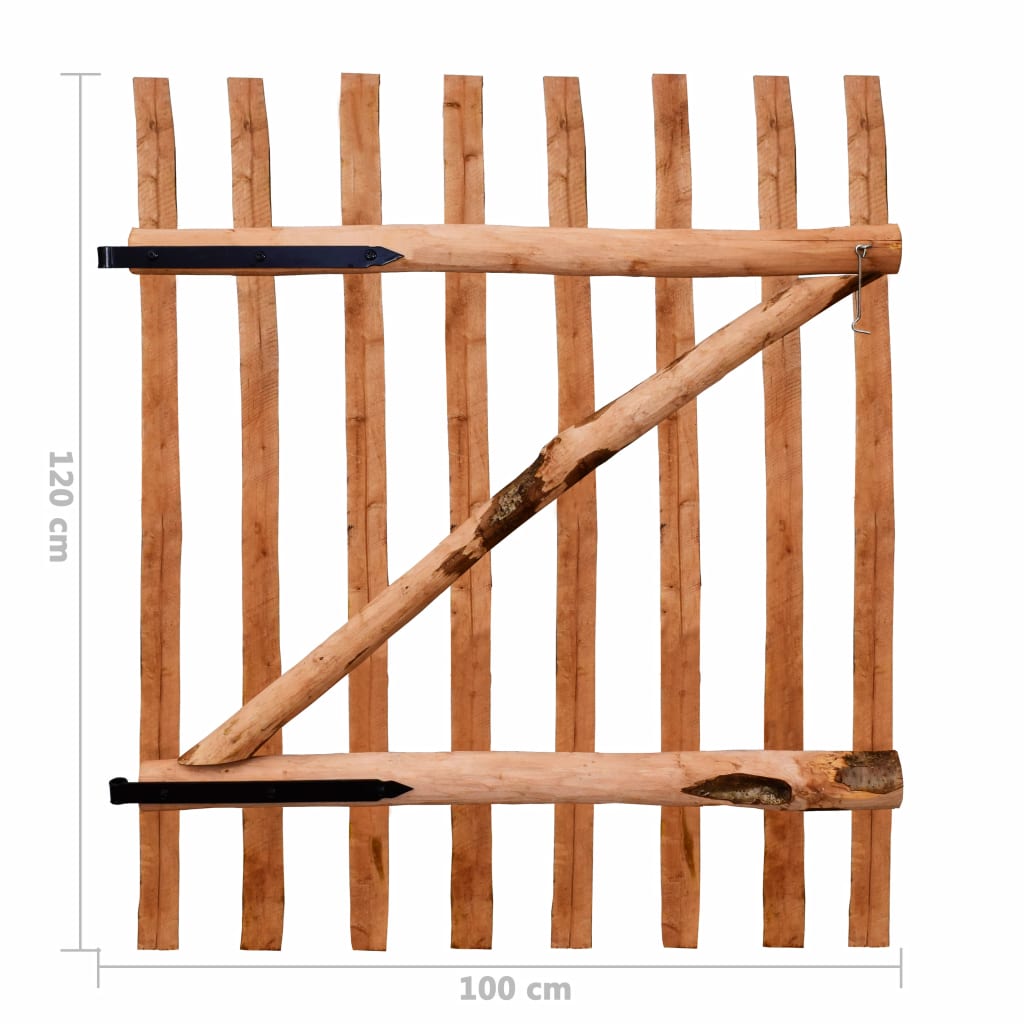 Poartă de gard simplă, lemn de alun tratat, 100x120 cm
