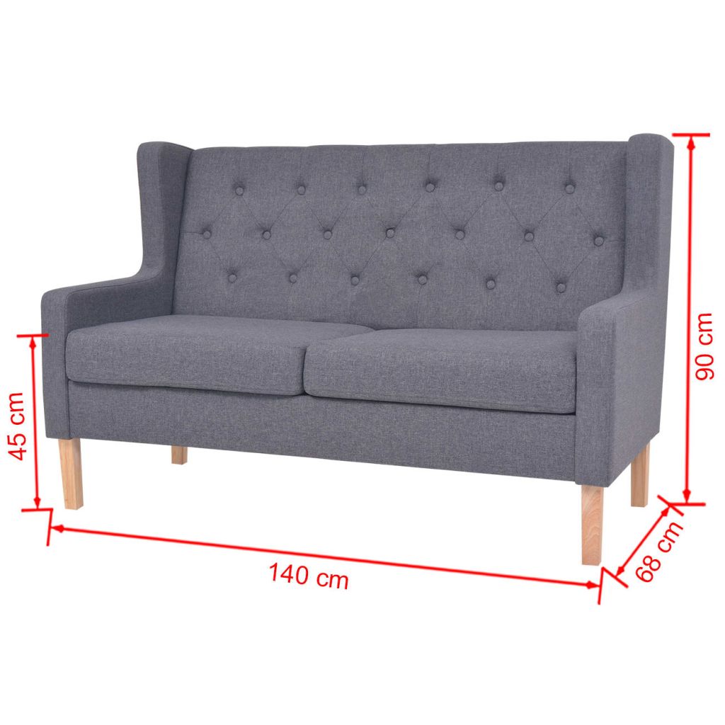 Canapea cu 2 locuri, material textil, gri