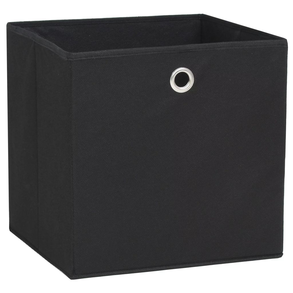 Cutii depozitare, 4 buc, material nețesut, 32x32x32 cm, Negru