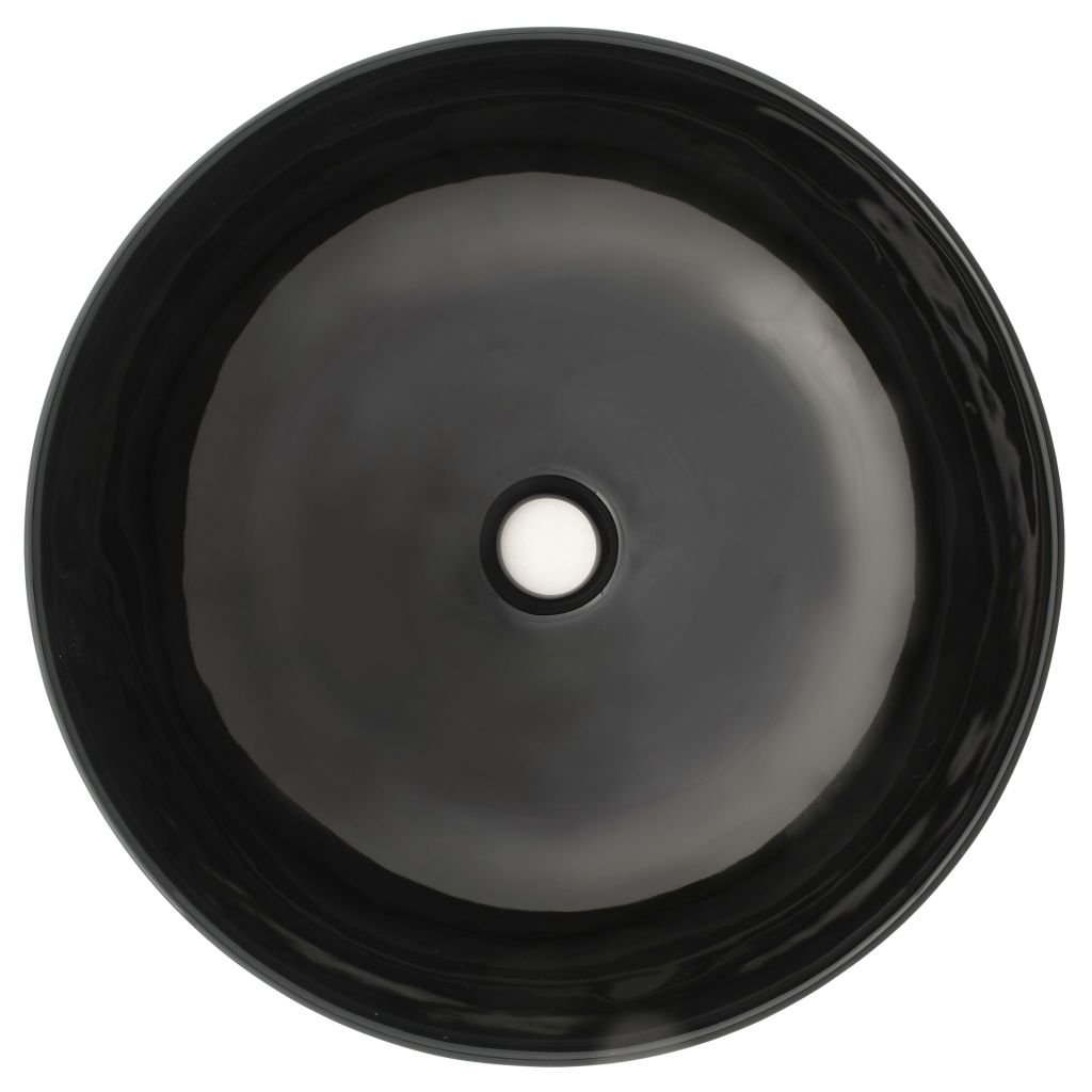 Chiuvetă din ceramică, rotundă, 41,5 x 13,5 cm, negru