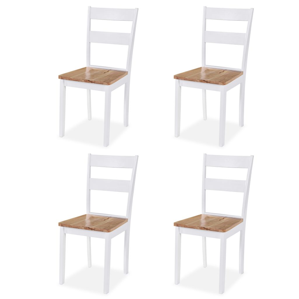 Set mobilier de bucătărie, 5 piese, MDF și lemn de hevea, alb