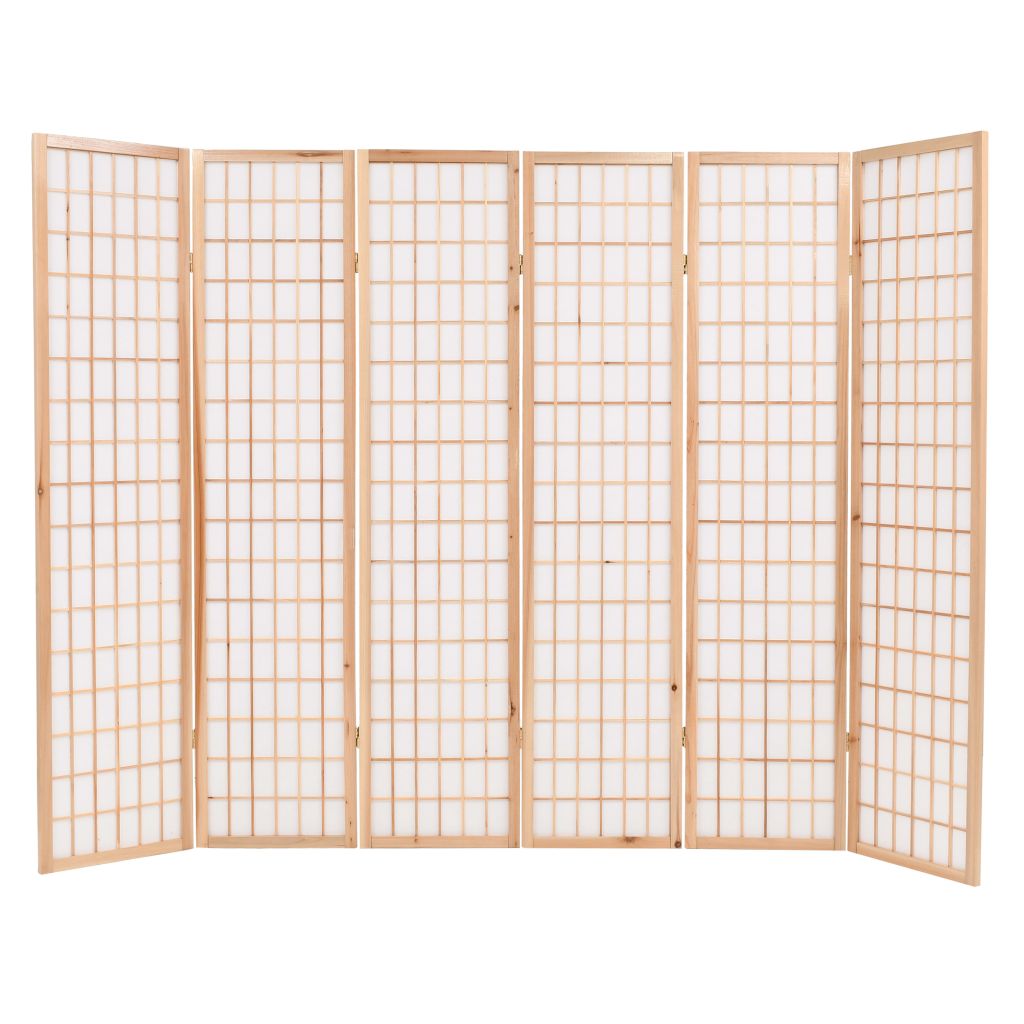 Paravan pliabil 6 panouri, stil japonez, 240x170 cm, Natural