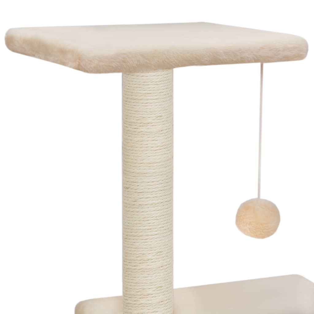 Ansamblu pentru pisici, stâlpi cu funie de sisal, 65 cm, bej