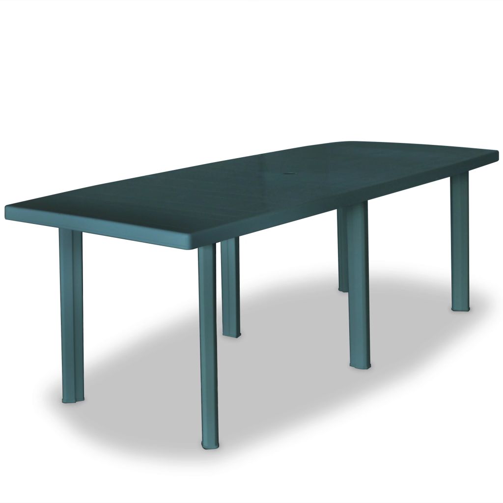 Set mobilier de exterior, 11 piese, verde, plastic