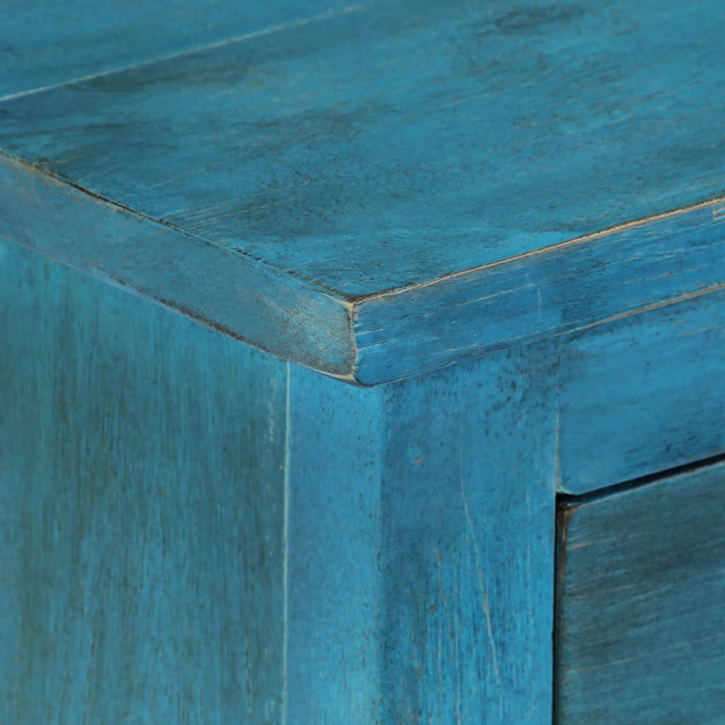 Noptieră, albastru, 40 x 30 x 50 cm, lemn masiv de mango