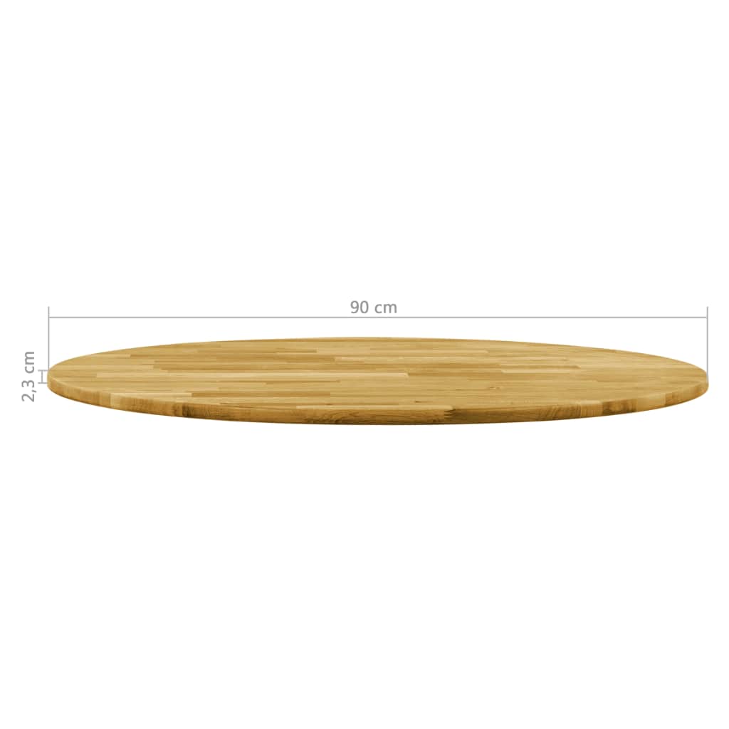 Blat de masă, lemn masiv de stejar, rotund, 23 mm, 900 mm