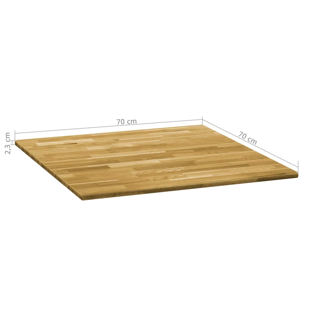 Blat de masă, lemn masiv de stejar, pătrat, 23 mm, 70x70 cm