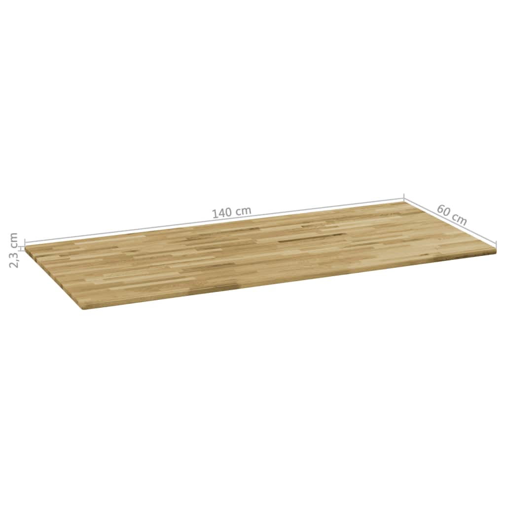 Blat masă, lemn masiv de stejar, dreptunghiular, 23mm 140x60cm