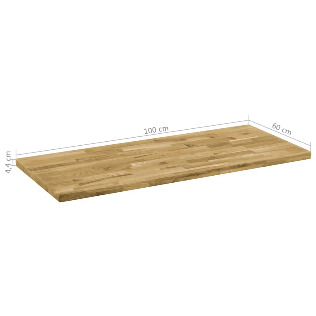 Blat masă, lemn masiv stejar, dreptunghiular, 44 mm 100 x 60 cm