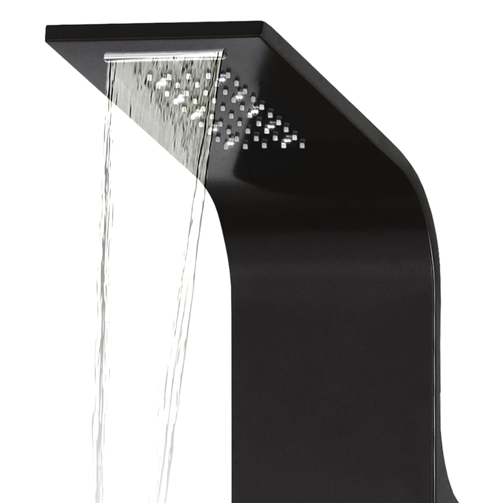 Unitate panou de duș, aluminiu, 20 x 44 x 130 cm, negru