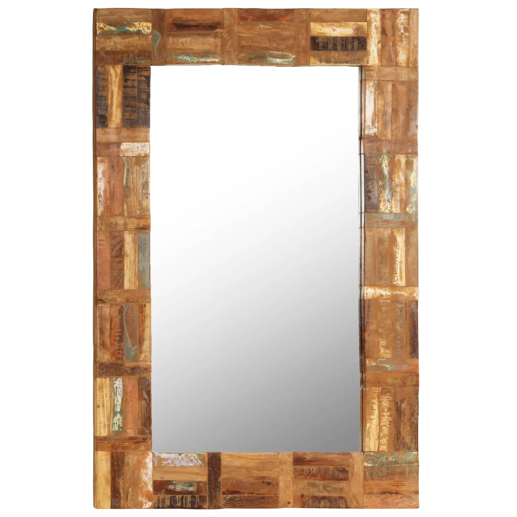 Oglindă de perete, lemn masiv reciclat, 60 x 90 cm