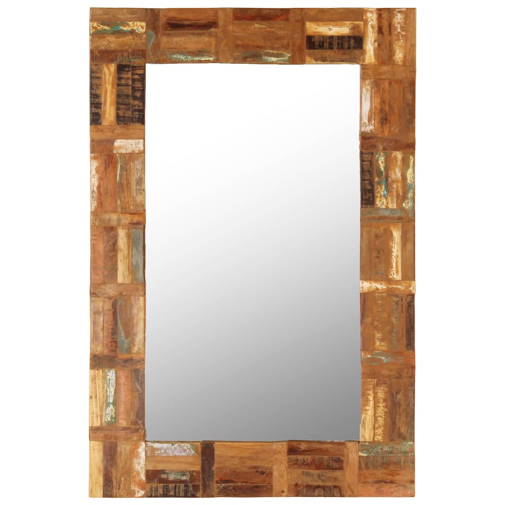 Oglindă de perete, lemn masiv reciclat, 60 x 90 cm