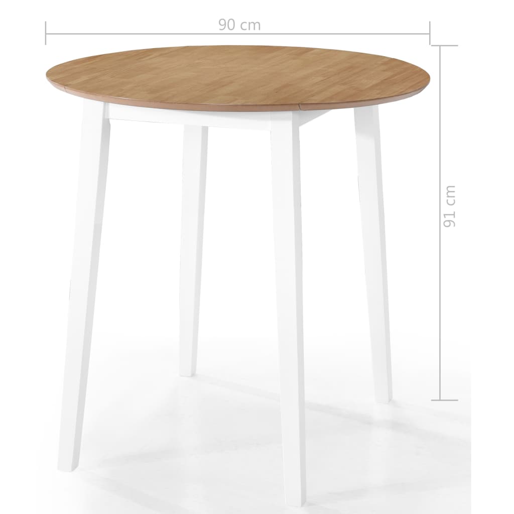 Set masă și scaune de bar 3 piese lemn masiv natural și alb