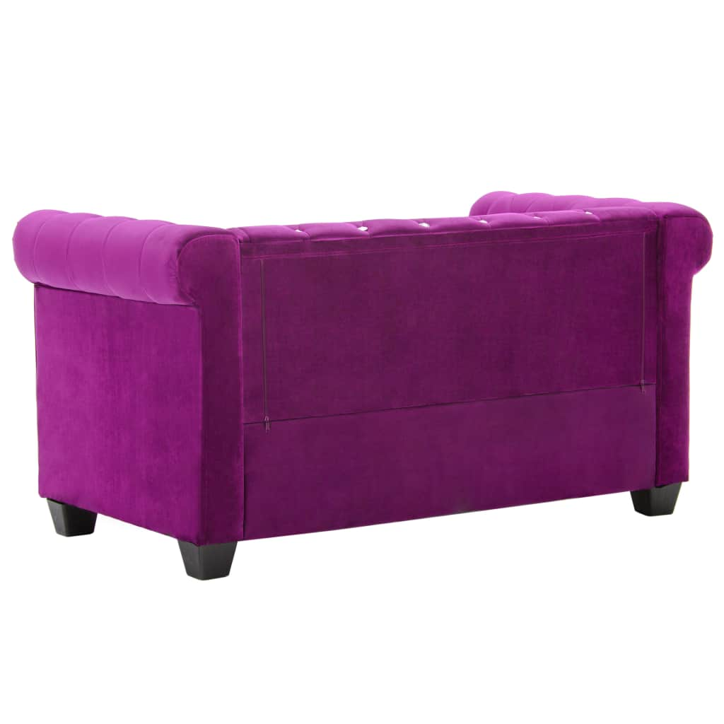 Canapea Chesterfield 2 locuri, catifea, 146x75x72 cm, violet