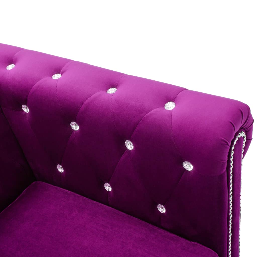 Canapea Chesterfield 2 locuri, catifea, 146x75x72 cm, violet