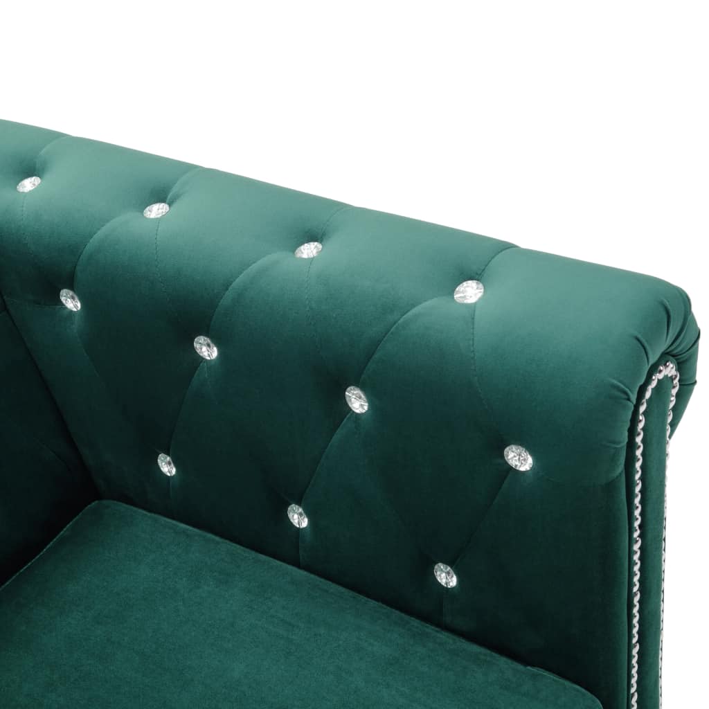 Canapea Chesterfield 2 locuri, catifea, 146x75x72 cm, verde