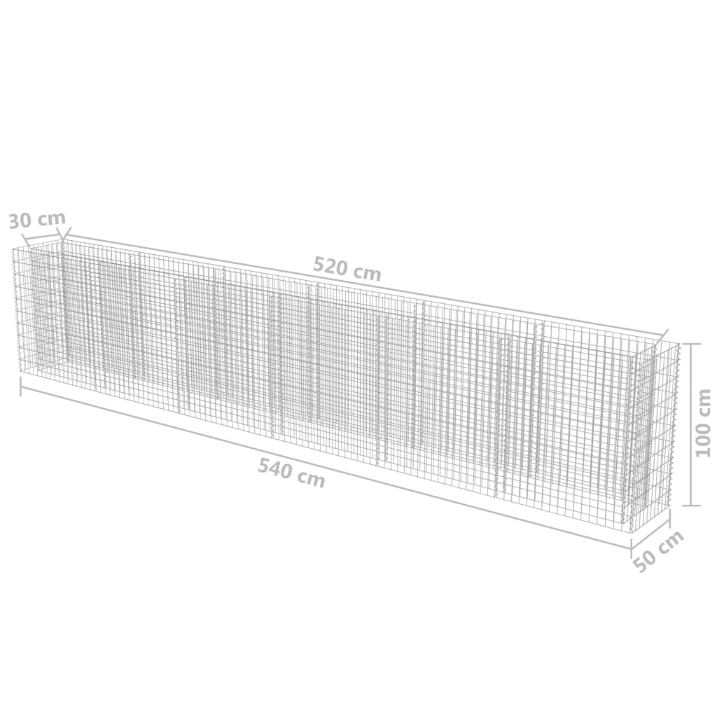 Gabion jardinieră din oțel galvanizat, 540 x 50 x 100 cm