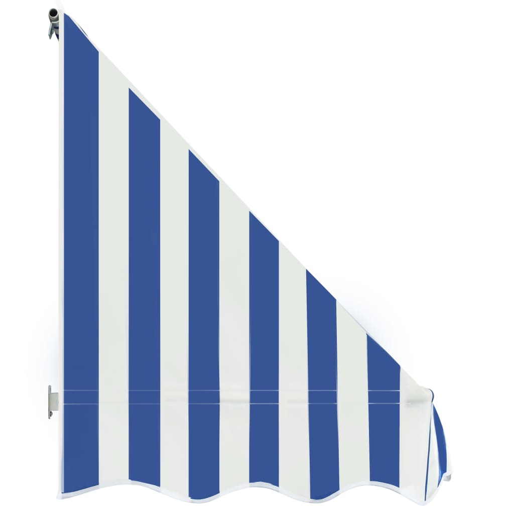 Copertină de bistro, albastru și alb, 300 x 120 cm