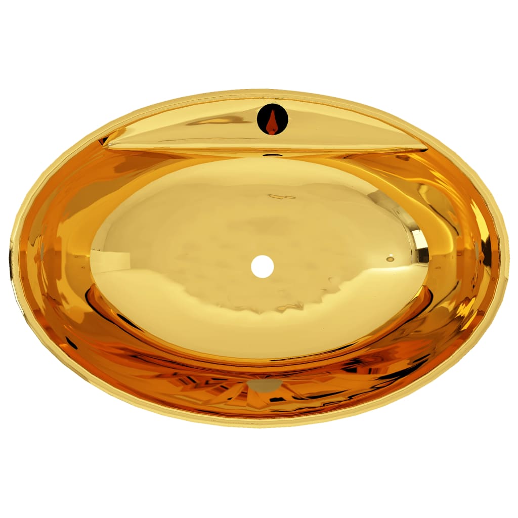 Chiuvetă cu preaplin, auriu, 58,5 x 39 x 21 cm, ceramică