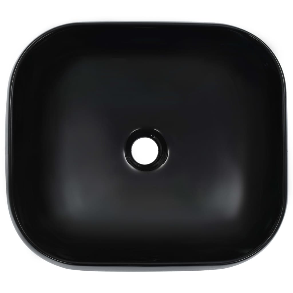 Chiuvetă de baie, negru, 44,5x39,5x14,5 cm, ceramică