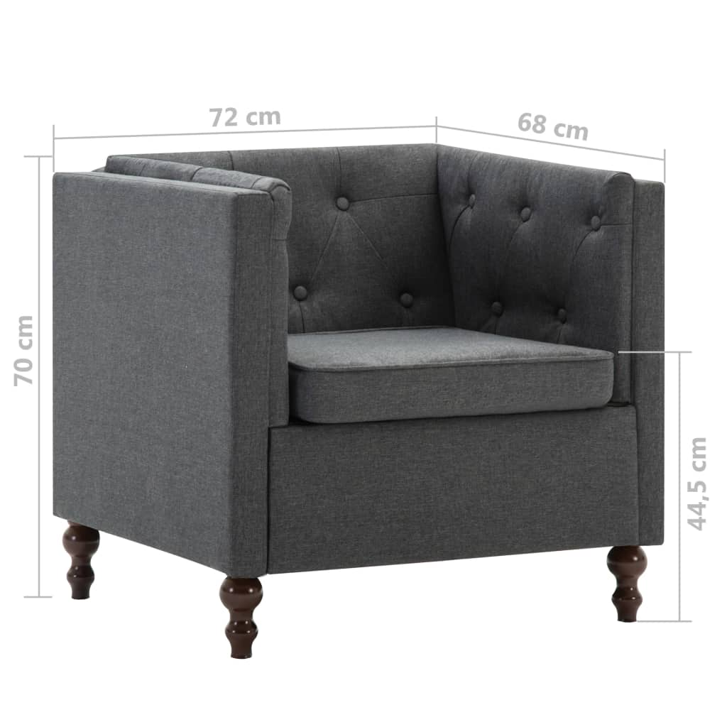 Set canapele Chesterfield 2 piese gri închis tapițerie textilă