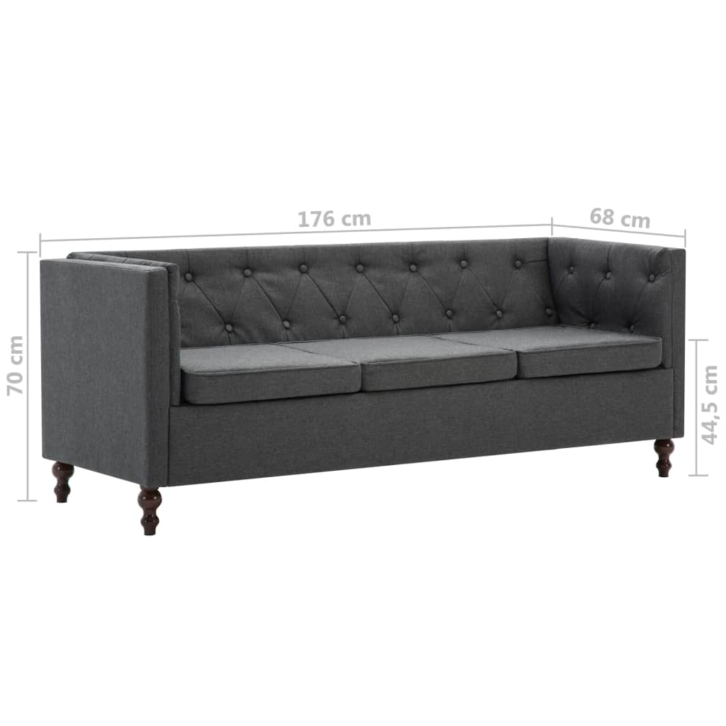 Set canapele Chesterfield 2 piese gri închis tapițerie textilă