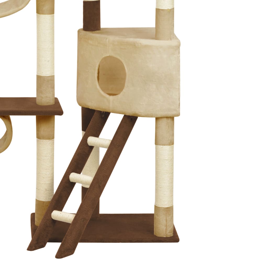 Ansamblu pentru pisici cu stâlpi din funie sisal, maro, 234 cm