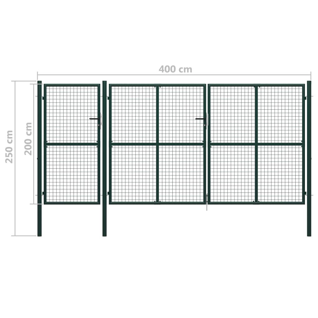 Poartă de grădină, verde, 400 x 200 cm, oțel